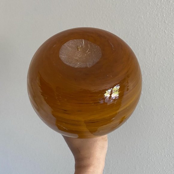 SOLD - Vintage Studio Hand Blown Glass Amber Vase - Picture 6 of 6